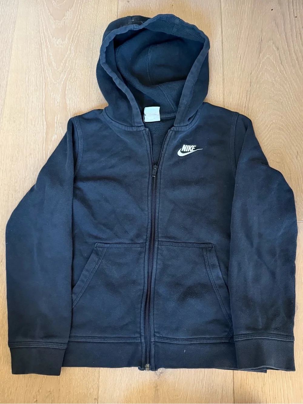 Nike Kids Black Full-Zip Hoodie with White Logo